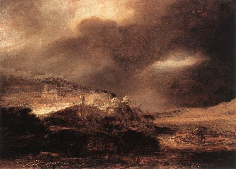 REMBRANDT Harmenszoon van Rijn Stormy Landscape wsty Norge oil painting art
